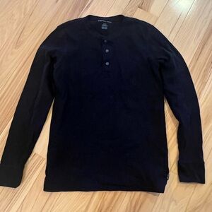 American Eagle Outfitters Black Long Sleeve Henley